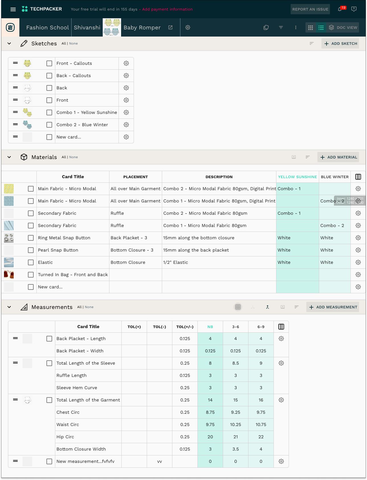 Techpack board