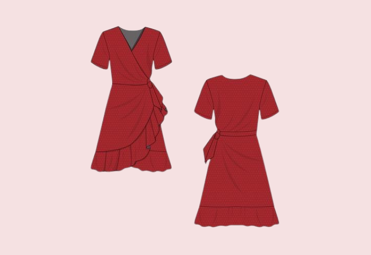 Wrap dress tech pack example